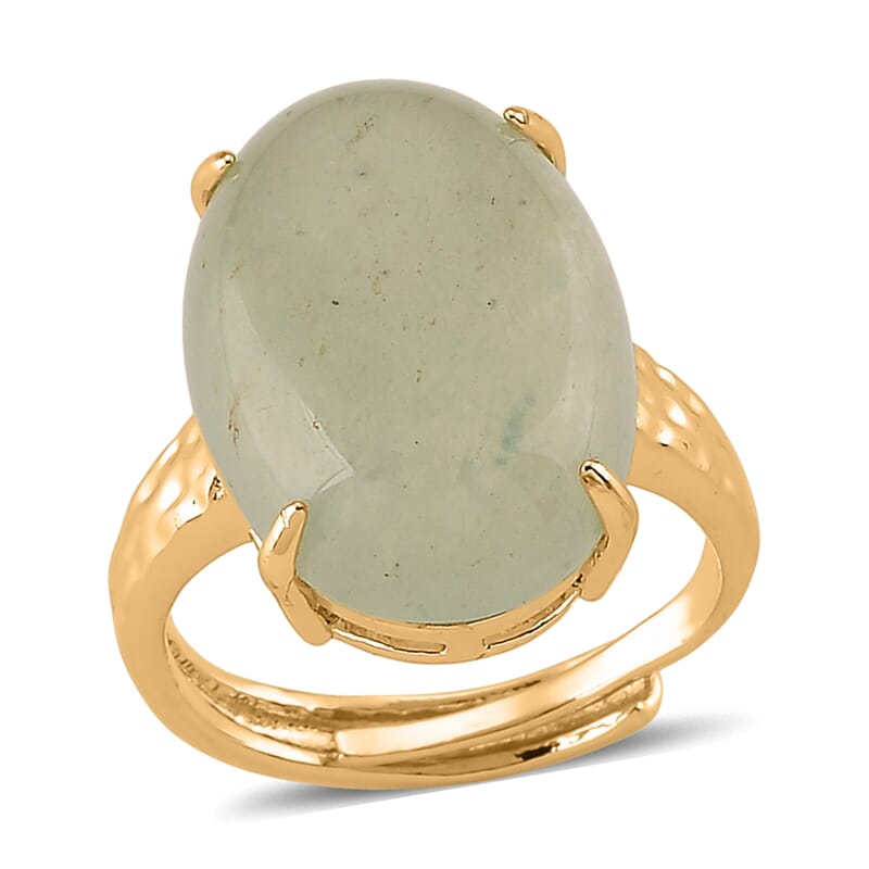 Green Aventurine 15.00 ctw Ring (Adjustable) in Goldtone