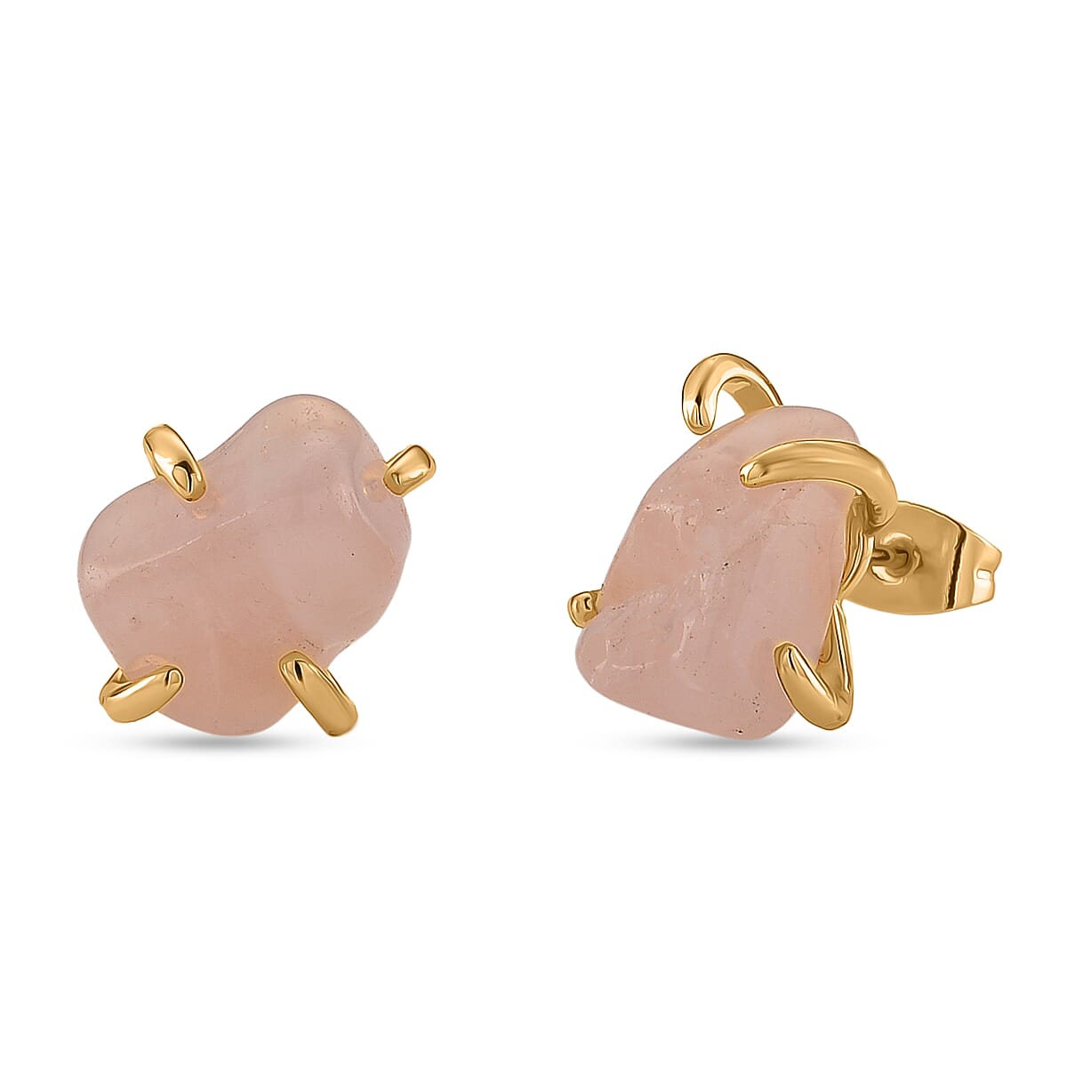 Rose Quartz 12.00 ctw Earrings in Goldtone