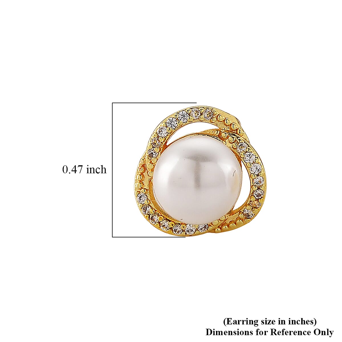 White Shell Pearl and Simulated Diamond 0.20 ctw Earrings in Goldtone