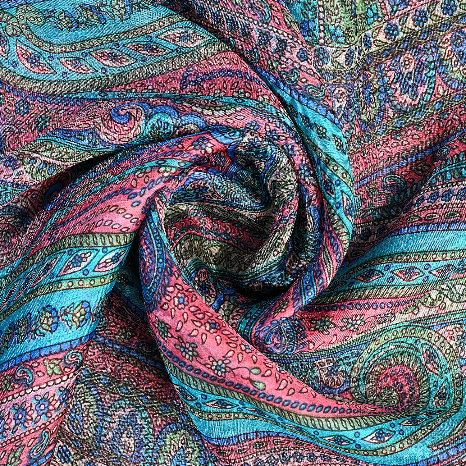 La Marey Multi Color Paisley Print 100% Mulberry Silk Scarf