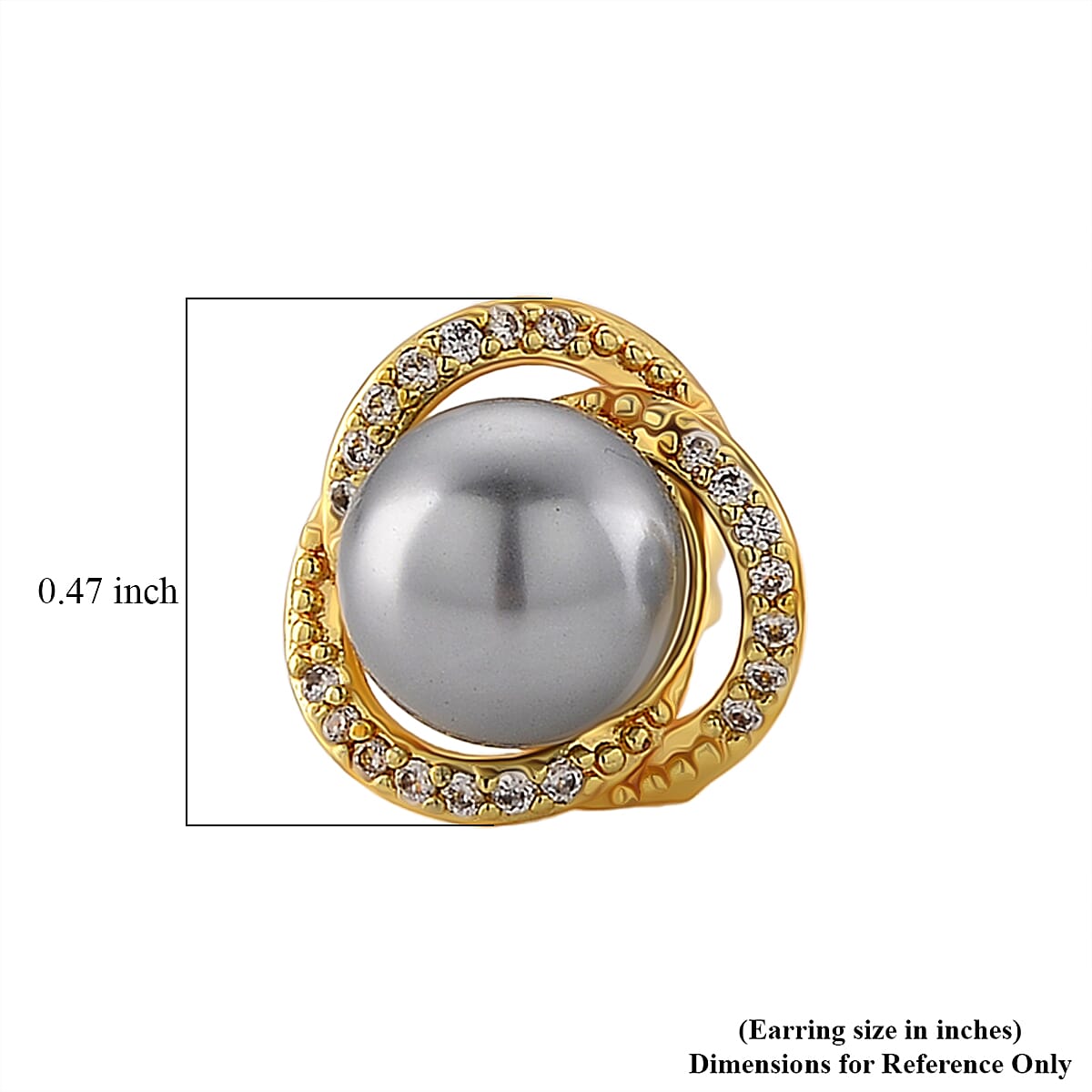 Grey Shell Pearl and Simulated Diamond 0.20 ctw Earrings in Goldtone
