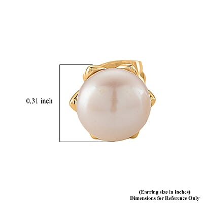 White Shell Pearl Earrings in Goldtone