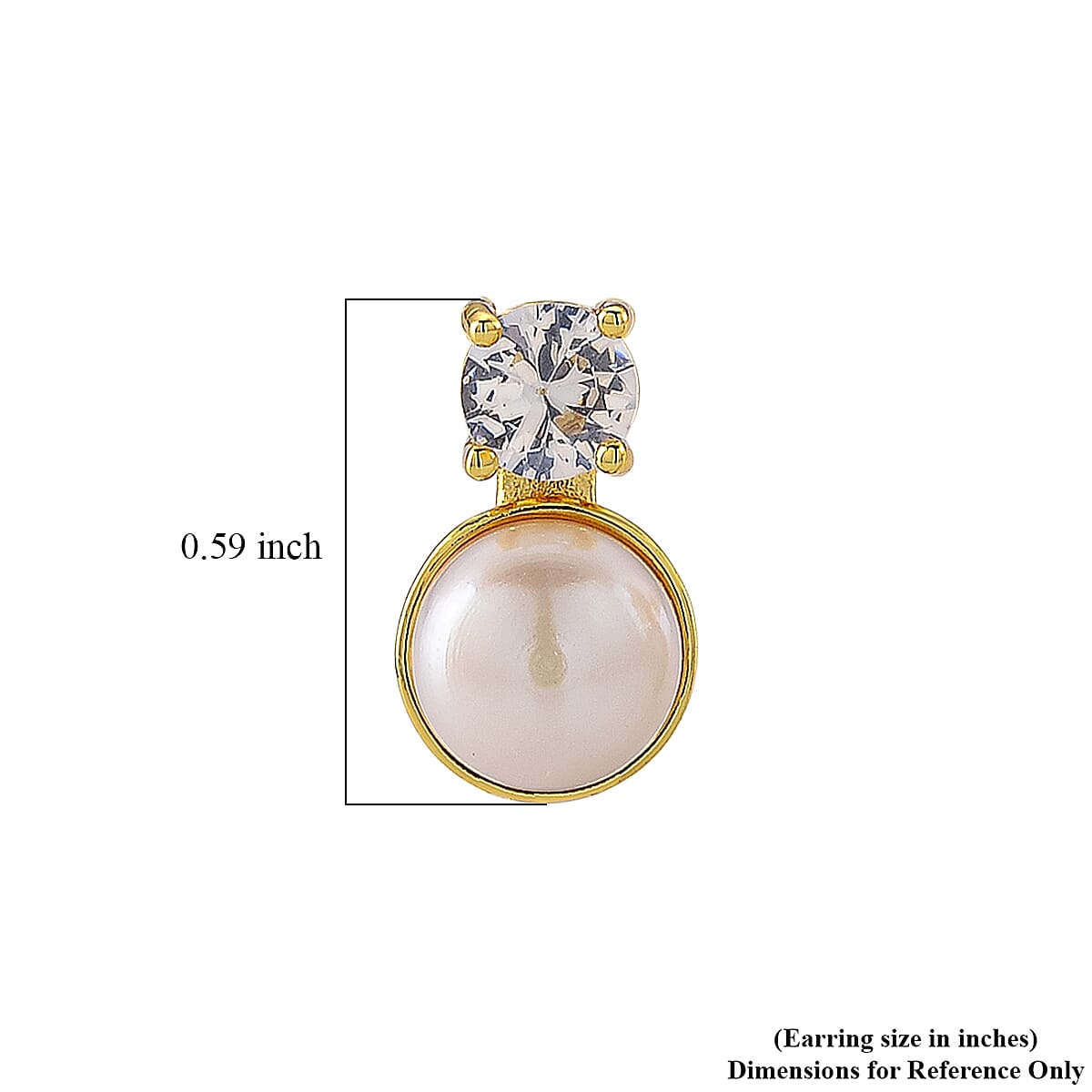 White Shell Pearl and Simulated Diamond 2.00 ctw Earrings in Goldtone