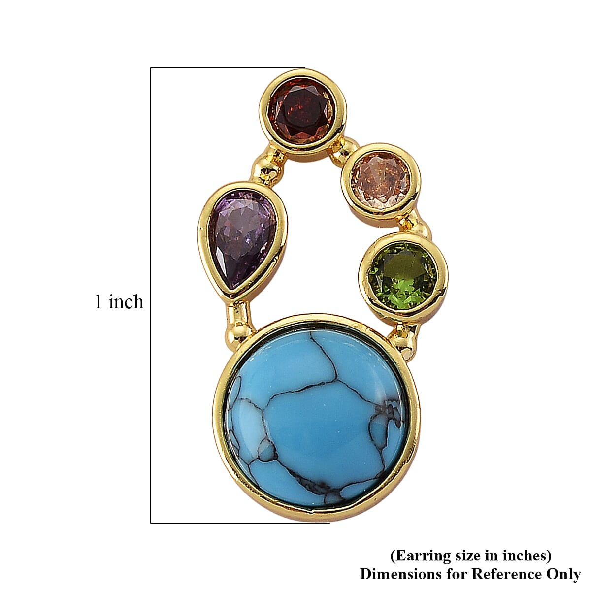 Blue Howlite and Simulated Multi Diamond 12.80 ctw Earrings in Goldtone