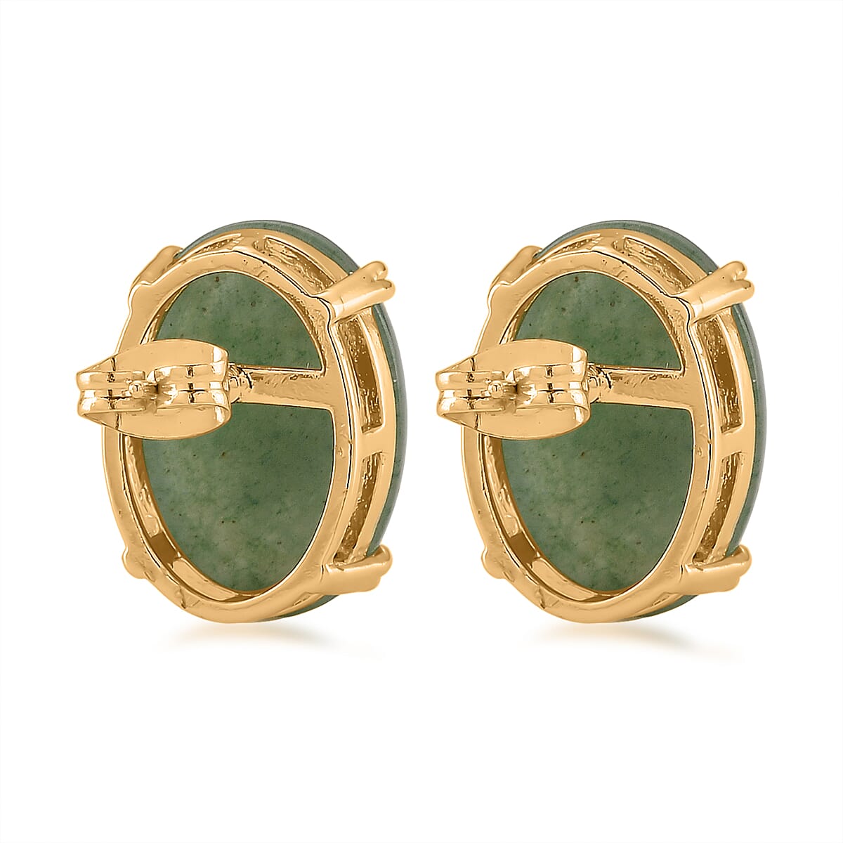 Green Aventurine 18.00 ctw Earrings in Goldtone