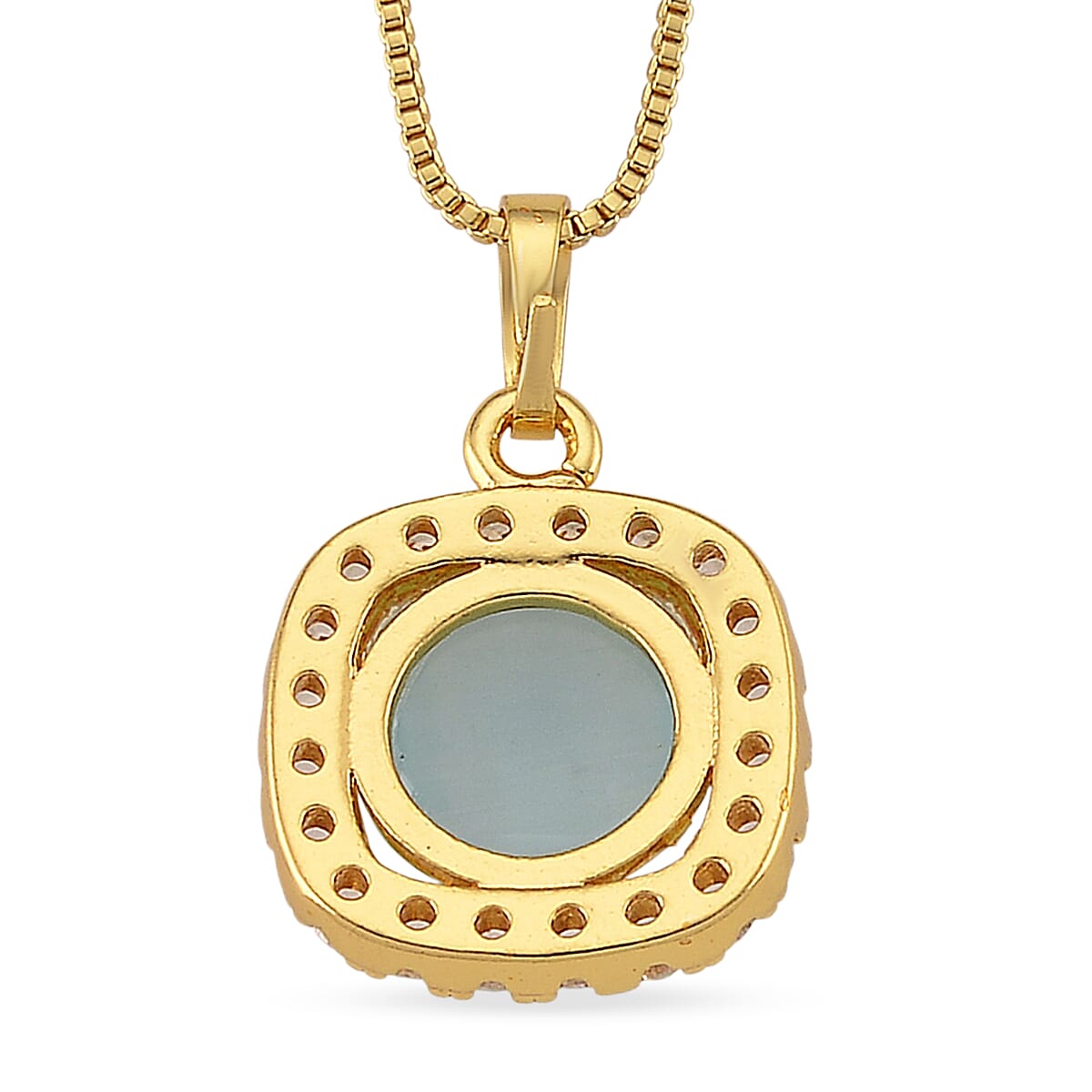 Mangoro Aquamarine and Simulated Dimaond 10.10 ctw Beaded Necklace in Goldtone 18-20 Inches