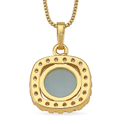 Mangoro Aquamarine and Simulated Dimaond 10.10 ctw Beaded Necklace in Goldtone 18-20 Inches