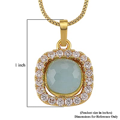 Mangoro Aquamarine and Simulated Dimaond 10.10 ctw Beaded Necklace in Goldtone 18-20 Inches