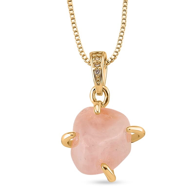 Rose Quartz 10.00 ctw Beaded Necklace in Goldtone 18-20 Inches