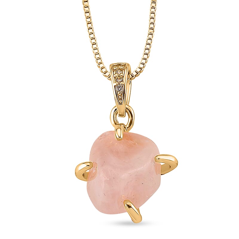 Rose Quartz 10.00 ctw Beaded Necklace in Goldtone 18-20 Inches