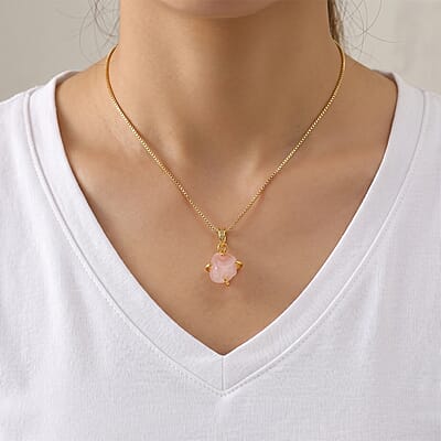 Rose Quartz 10.00 ctw Beaded Necklace in Goldtone 18-20 Inches