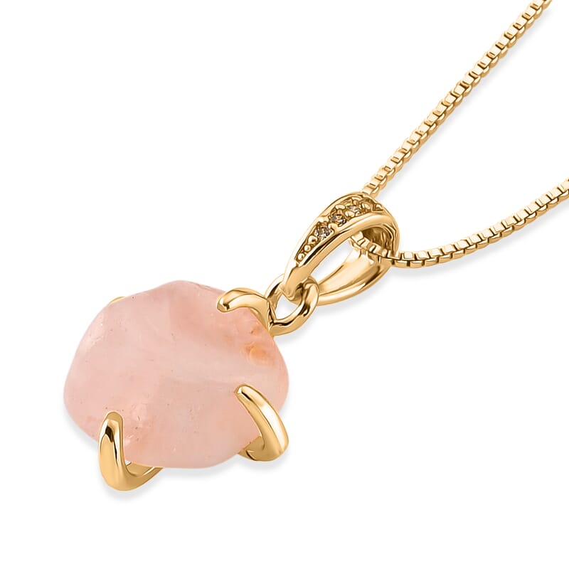 Rose Quartz 10.00 ctw Beaded Necklace in Goldtone 18-20 Inches