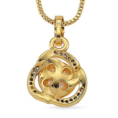 White Shell Pearl and Simulated Diamond 0.10 ctw Necklace in Goldtone 18-20 Inches