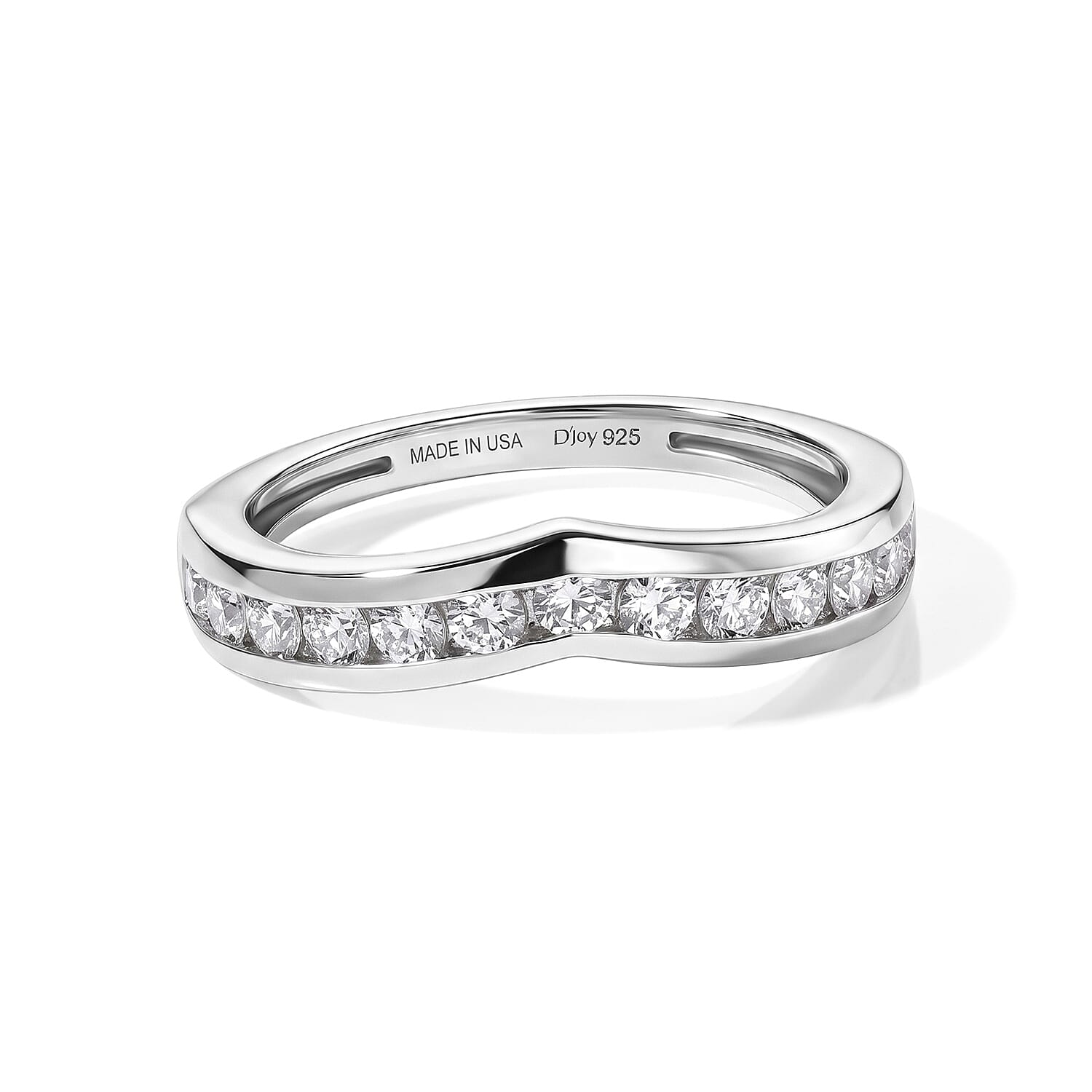 D'Joy Lab Created White Sapphire 0.75 ctw Band Ring in Platinum Over Sterling Silver (Size 8.0)