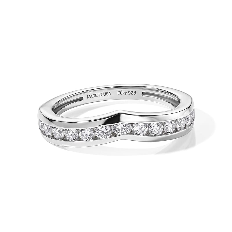 D'Joy Lab Created White Sapphire 0.75 ctw Band Ring in Platinum Over Sterling Silver (Size 8.0)