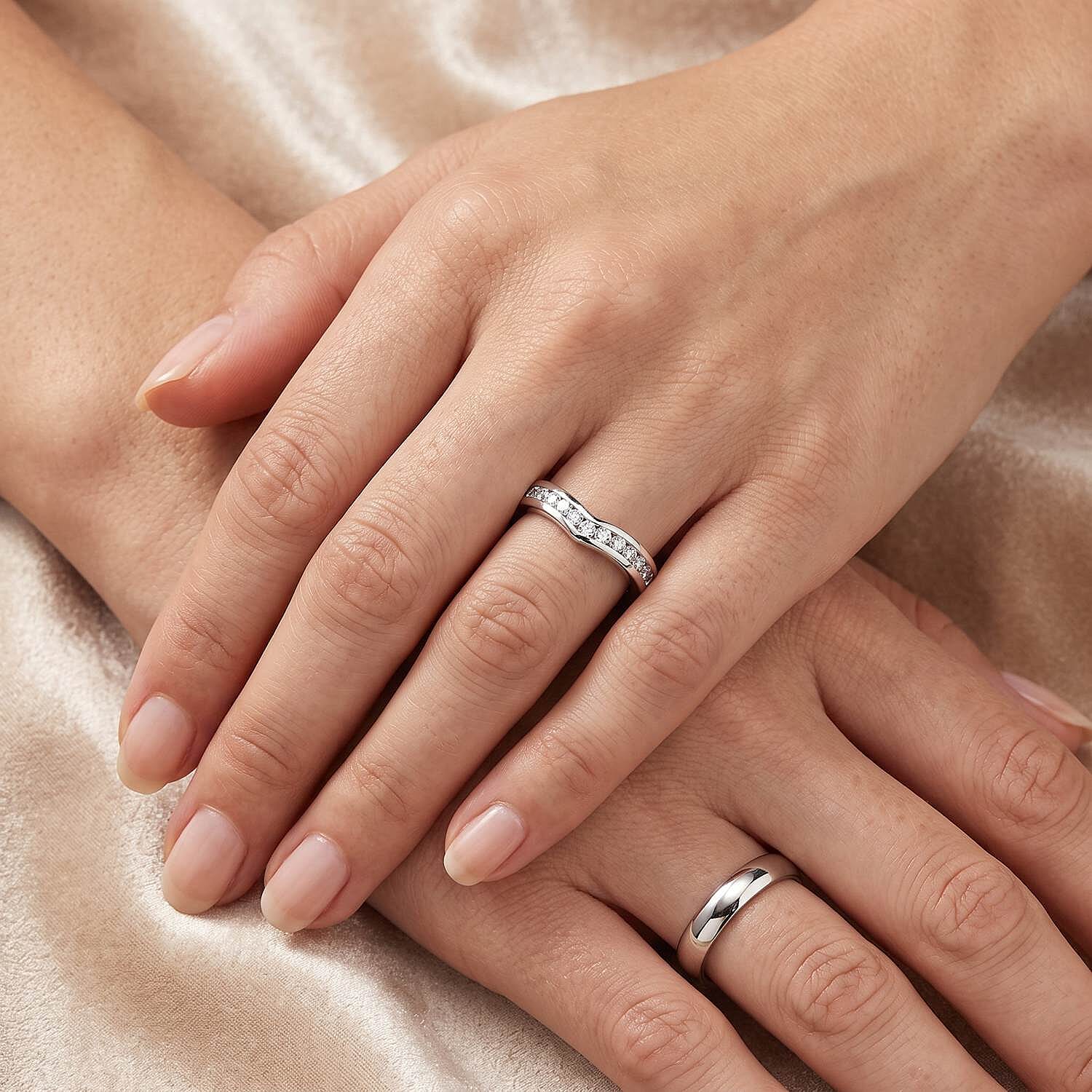 D'Joy Lab Created White Sapphire 0.75 ctw Band Ring in Platinum Over Sterling Silver (Size 8.0)