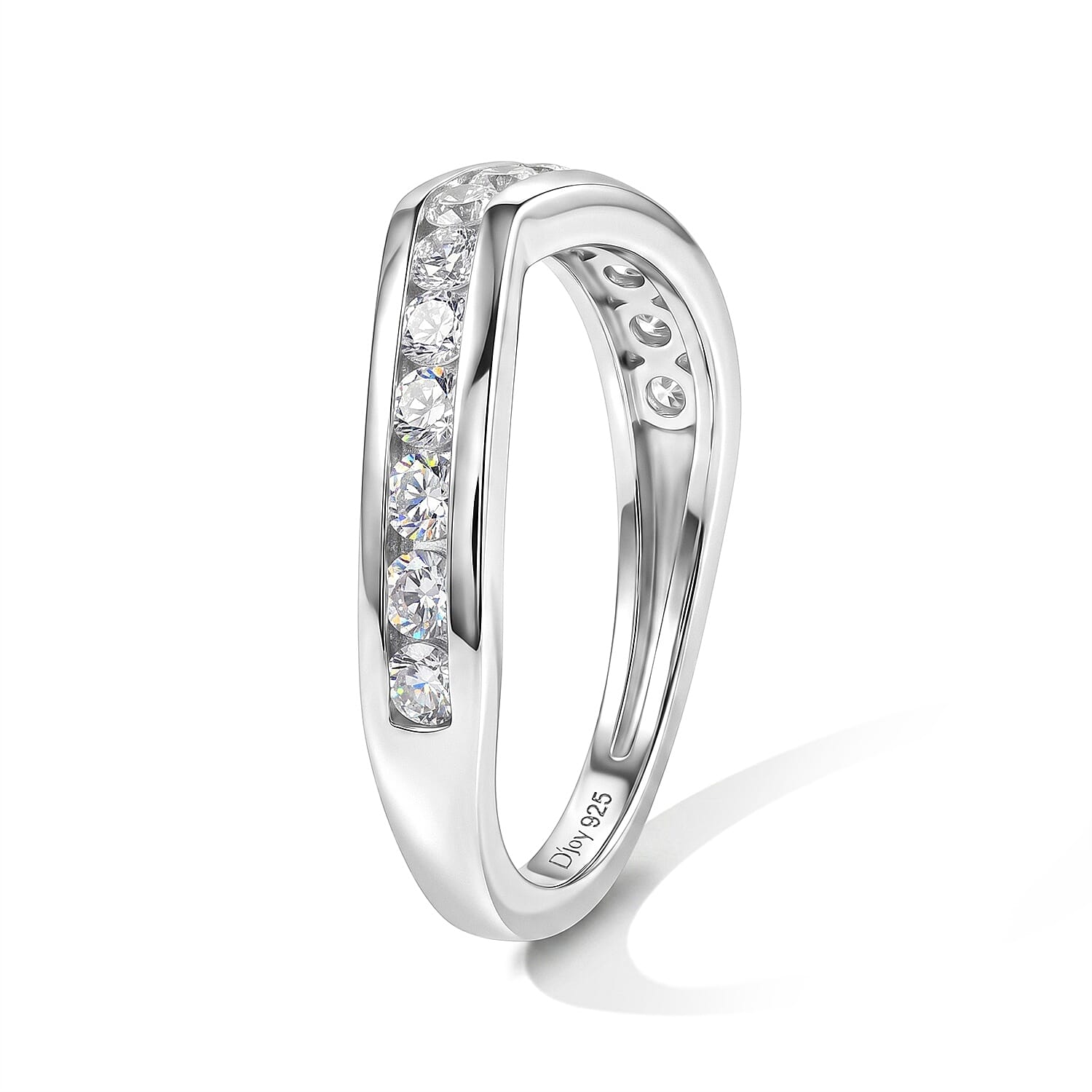 D'Joy Lab Created White Sapphire 0.75 ctw Band Ring in Platinum Over Sterling Silver (Size 8.0)