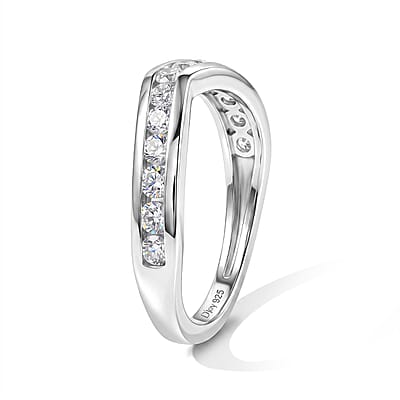 D'Joy Lab Created White Sapphire 0.75 ctw Band Ring in Platinum Over Sterling Silver (Size 8.0)