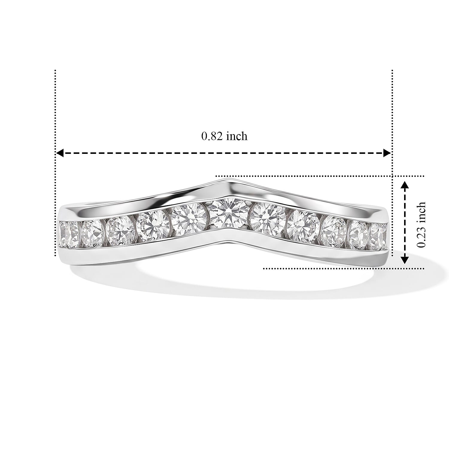 D'Joy Lab Created White Sapphire 0.75 ctw Band Ring in Platinum Over Sterling Silver (Size 8.0)