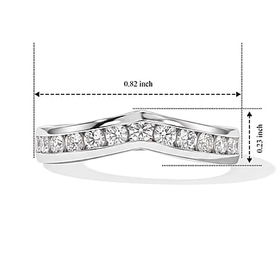 D'Joy Lab Created White Sapphire 0.75 ctw Band Ring in Platinum Over Sterling Silver (Size 8.0)