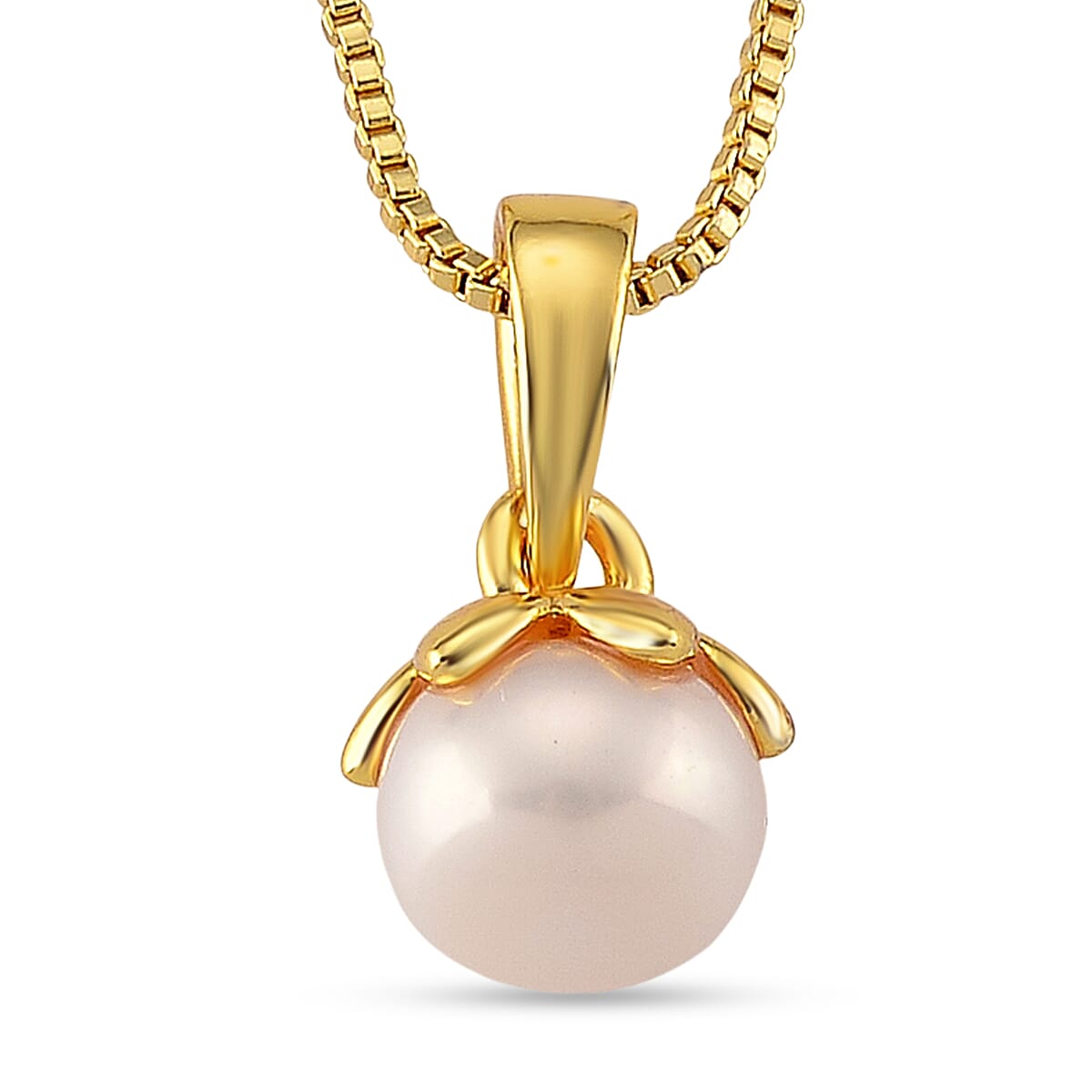 White Shell Pearl Necklace in Goldtone 18-20 Inches