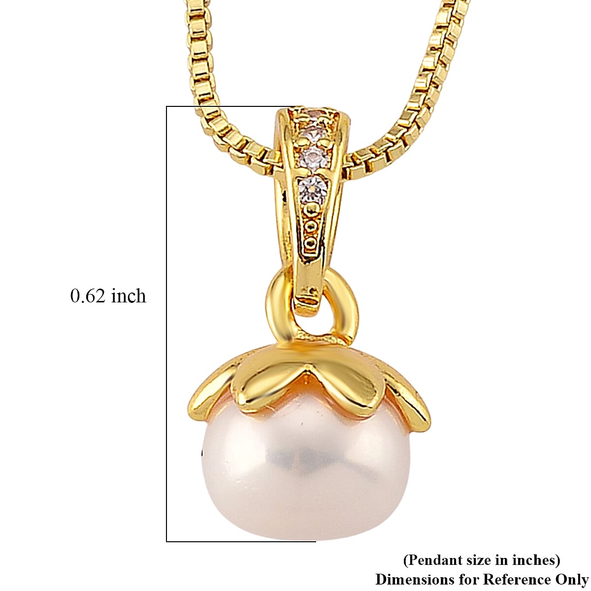 White Shell Pearl Necklace in Goldtone 18-20 Inches