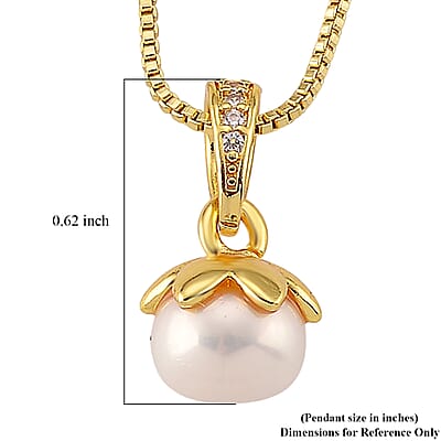 White Shell Pearl Necklace in Goldtone 18-20 Inches