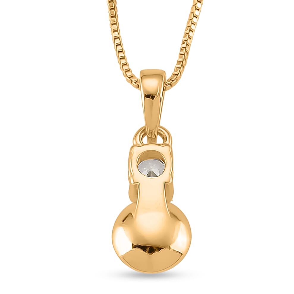 White Shell Pearl and Simulated Diamond 0.05 ctw Necklace in Goldtone 18-20 Inches