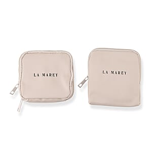 Set of 2 Single Layer and Double Layer Travel Jewelry Case with Anti Tarnish Lining - White