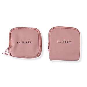 Set of 2 Single Layer and Double Layer Travel Jewelry Case with Anti Tarnish Lining - Pink