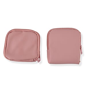 Set of 2 Single Layer and Double Layer Travel Jewelry Case with Anti Tarnish Lining - Pink