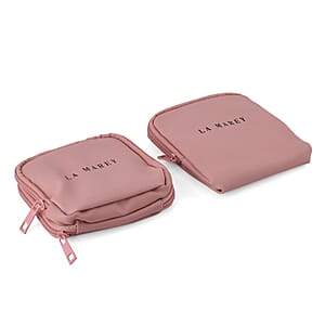 Set of 2 Single Layer and Double Layer Travel Jewelry Case with Anti Tarnish Lining - Pink