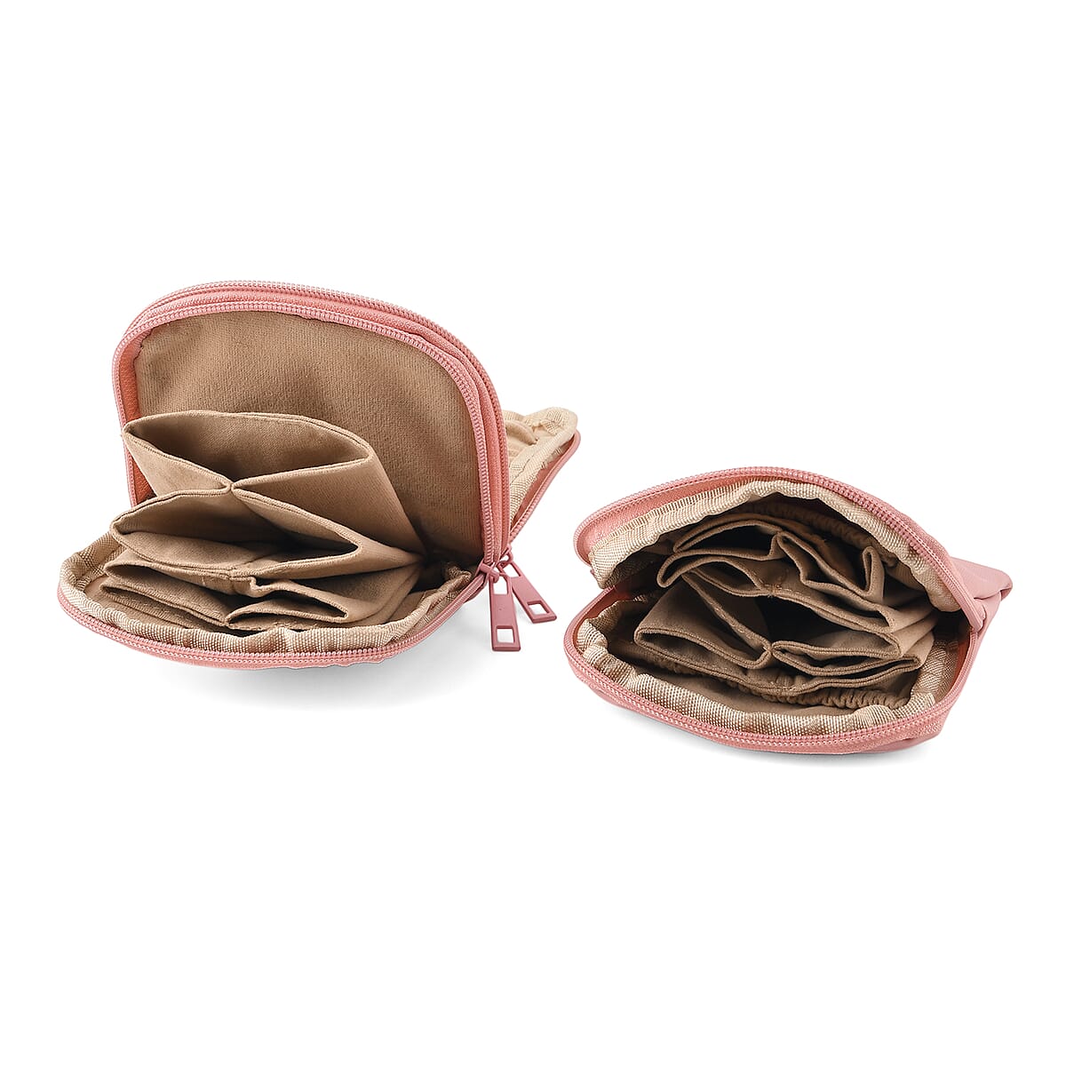 Set of 2 Single Layer and Double Layer Travel Jewelry Case with Anti Tarnish Lining - Pink image number 5