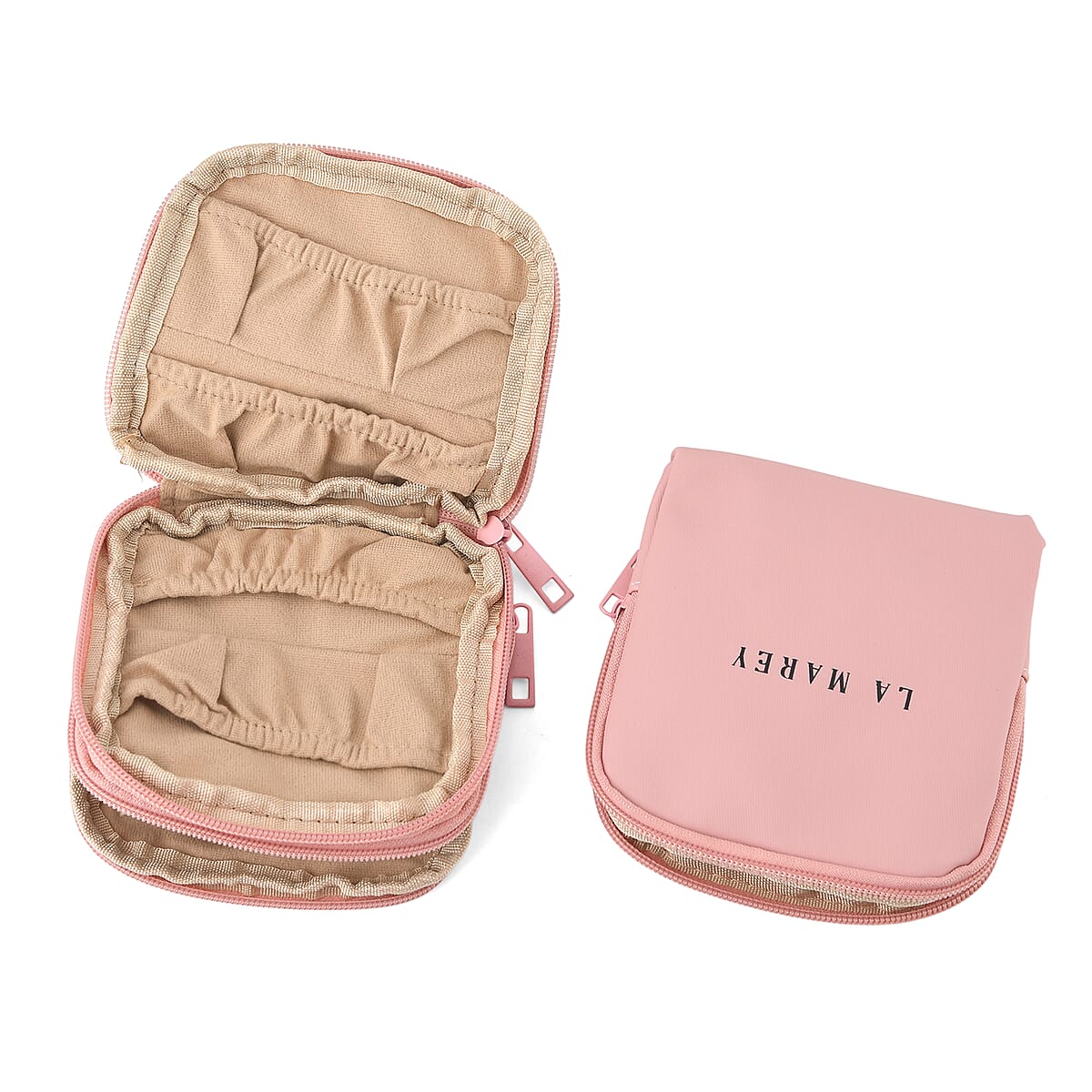 Set of 2 Single Layer and Double Layer Travel Jewelry Case with Anti Tarnish Lining - Pink image number 6