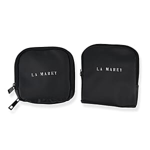 Set of 2 Single Layer and Double Layer Travel Jewelry Case with Anti Tarnish Lining - Black