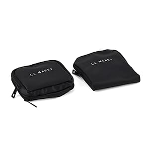 Set of 2 Single Layer and Double Layer Travel Jewelry Case with Anti Tarnish Lining - Black