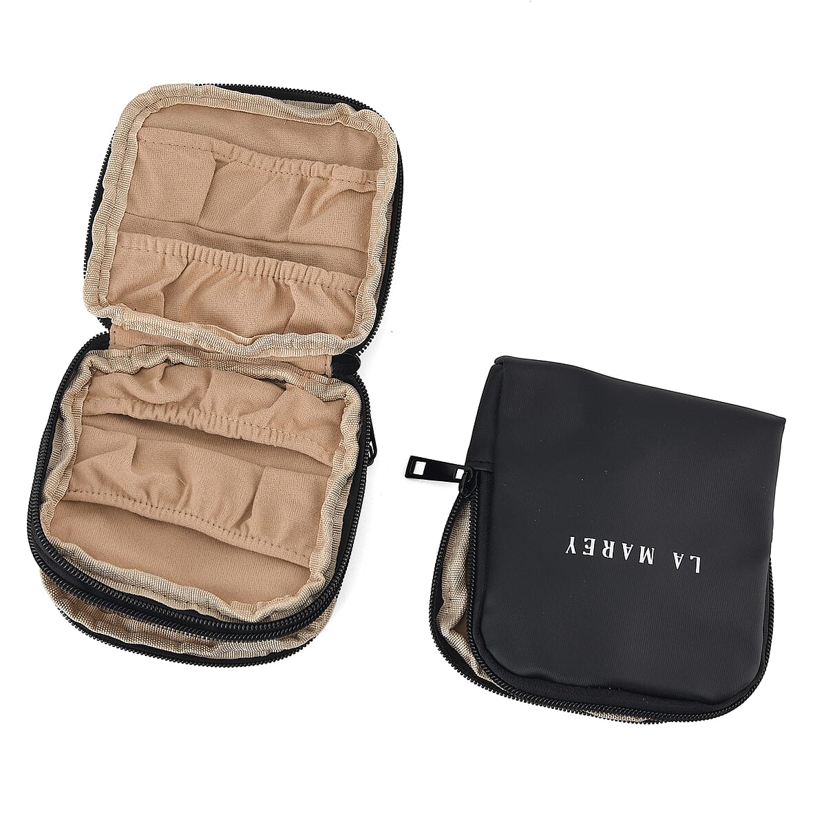 Set of 2 Single Layer and Double Layer Travel Jewelry Case with Anti Tarnish Lining - Black image number 6