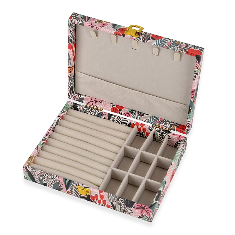 Green Leaves Faux Leather Jewelry Box