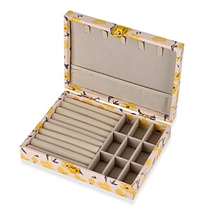 Yellow Flower Faux Leather Jewelry Box