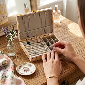 Yellow Flower Faux Leather Jewelry Box