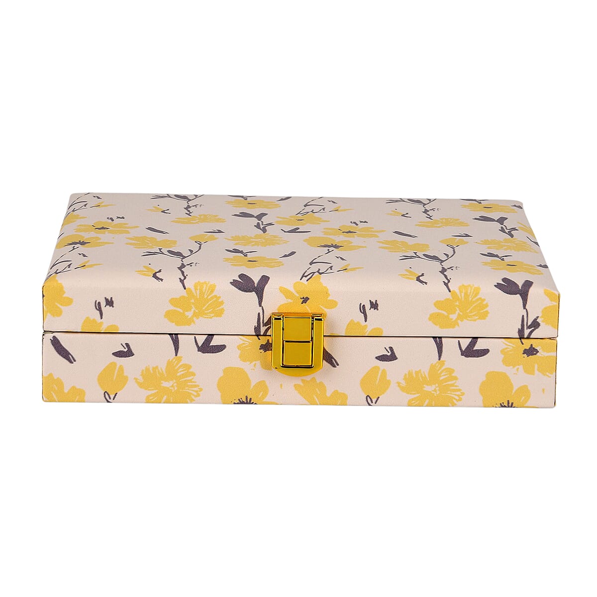 Yellow Flower Faux Leather Jewelry Box image number 2
