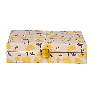 Yellow Flower Faux Leather Jewelry Box