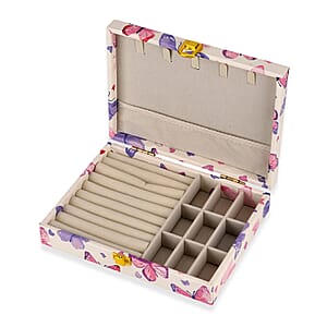 Purple Butterfly Faux Leather Jewelry Box