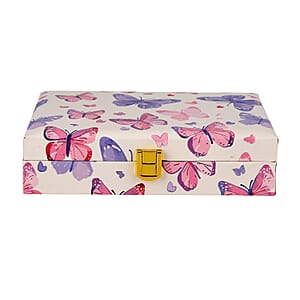 Purple Butterfly Faux Leather Jewelry Box