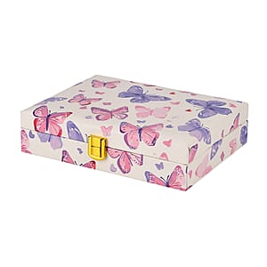 Purple Butterfly Faux Leather Jewelry Box