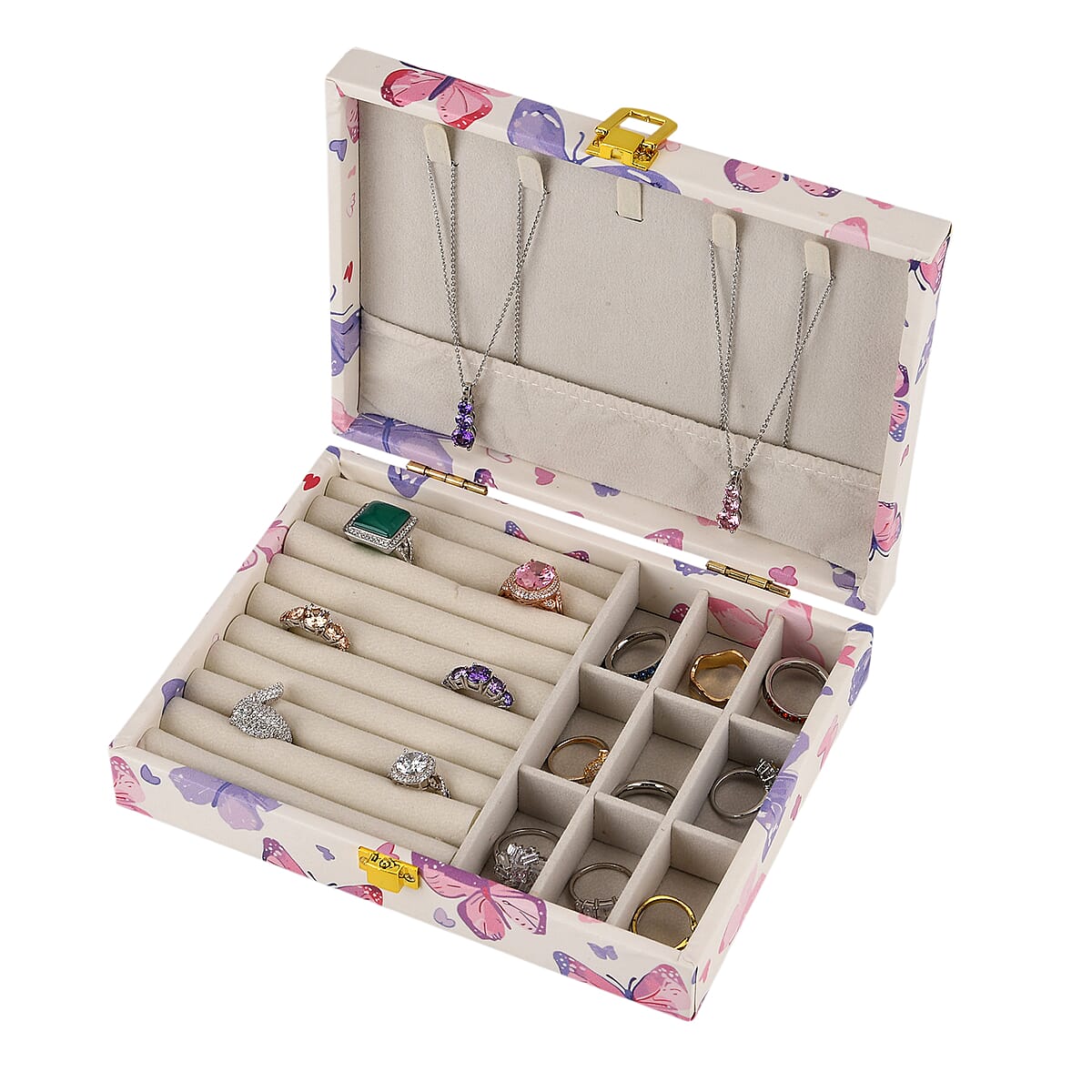 Purple Butterfly Faux Leather Jewelry Box image number 5