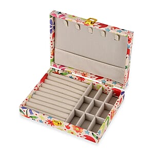 Red Flower Faux Leather Jewelry Box