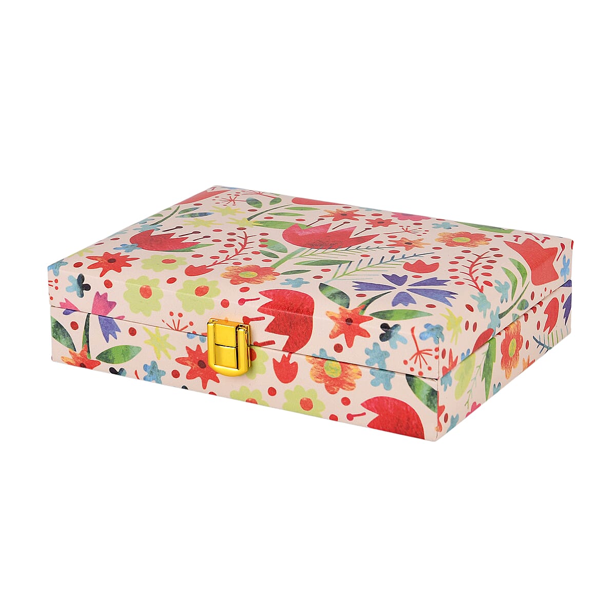 Red Flower Faux Leather Jewelry Box image number 3