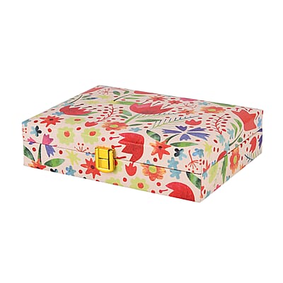 Red Flower Faux Leather Jewelry Box