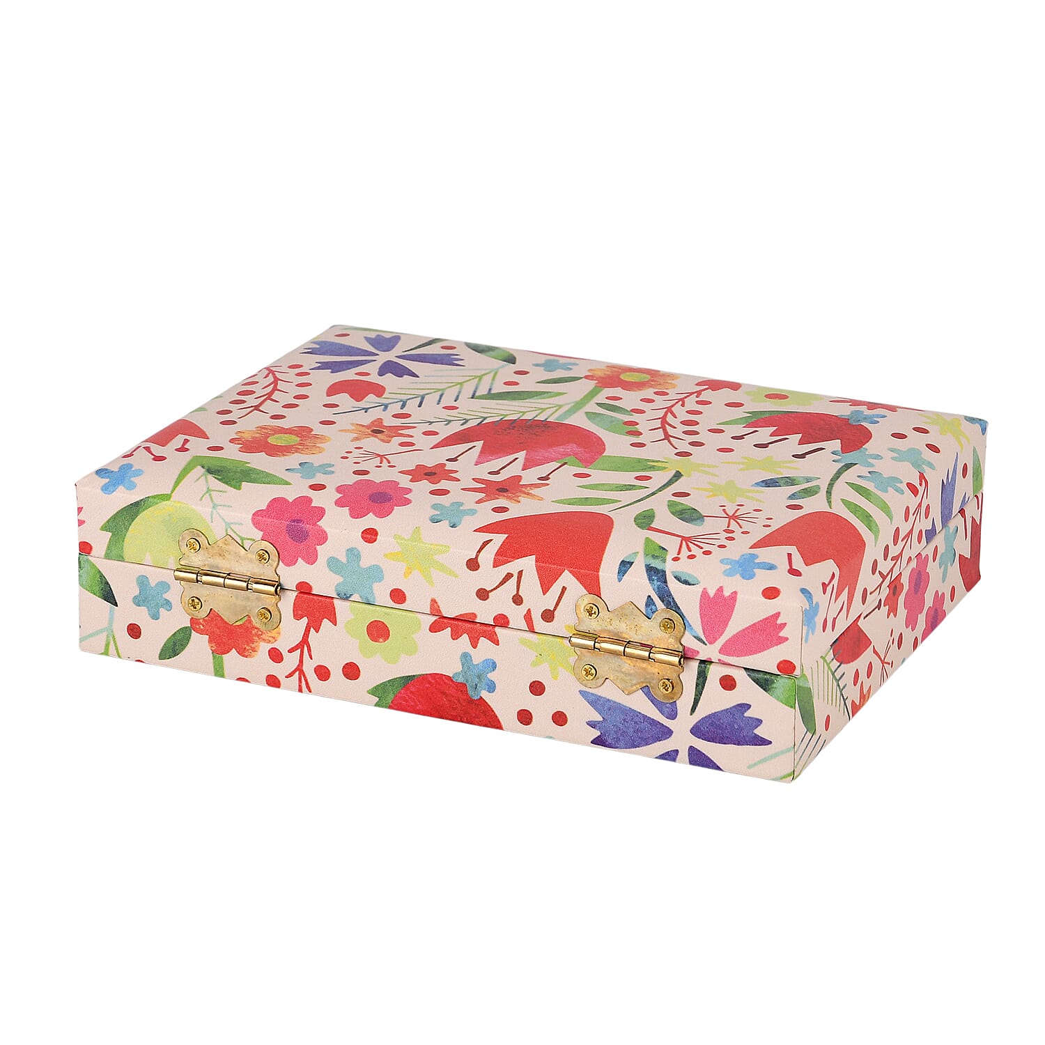 Red Flower Faux Leather Jewelry Box